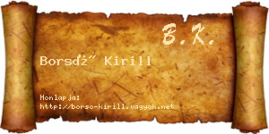 Borsó Kirill névjegykártya